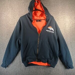 NFL Apparel Men M Full Zip‎ Hoodie Denver Broncos Blue Heavyweight Sweater